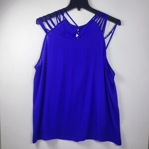 Torrid Tank Top Cage Strappy Sleeveless Casual Blouse Plus Size 3 Royal blue